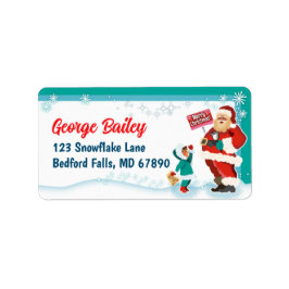 Santa + Kid Christmas Card Return Address Labels Adressetikett
