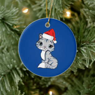 Santa Kitten Julgransprydnad Keramik