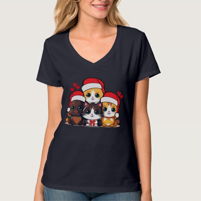 Santa Kittens T Shirt (Framsida)