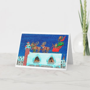 Santa klibbade i lampglaset (julkortet #21) kort