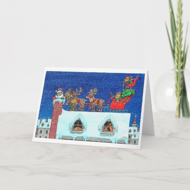 Santa klibbade i lampglaset (julkortet #21) kort (Framsida)