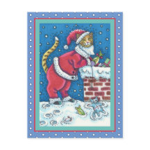 SANTA KLO CAT ON ROOFTOP BRINGGAMS, FUNNY