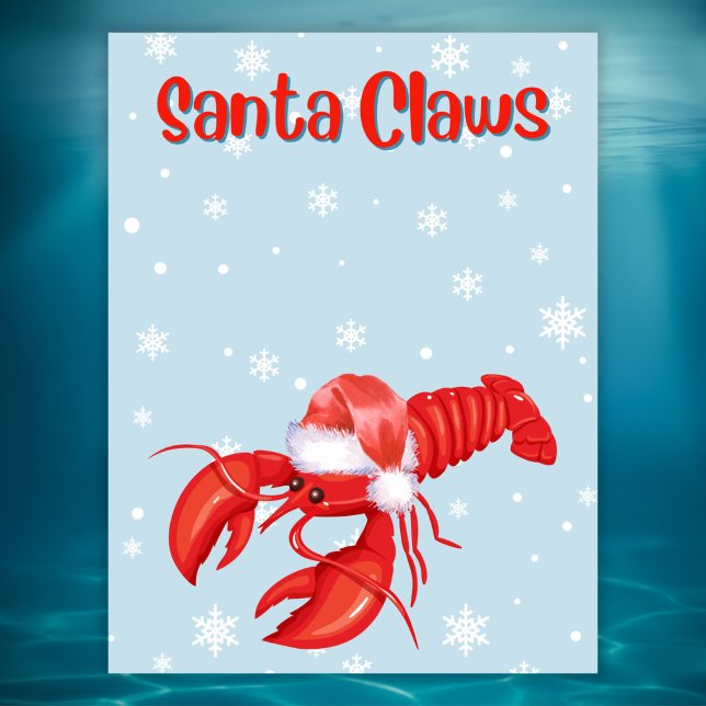 Santa Klo Pun Funny Lobster jul Helg Vykort (Skapare uppladdad)