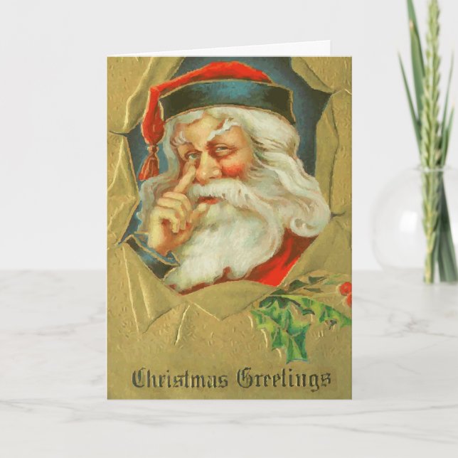 Santa Knows, ett julkort Helgkort (Framsida)