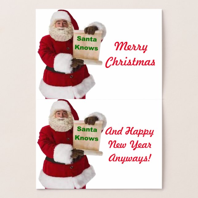 Santa Knows julkort Folierat Kort (Insida)