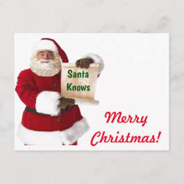 Santa Knows julvykort Helg Vykort