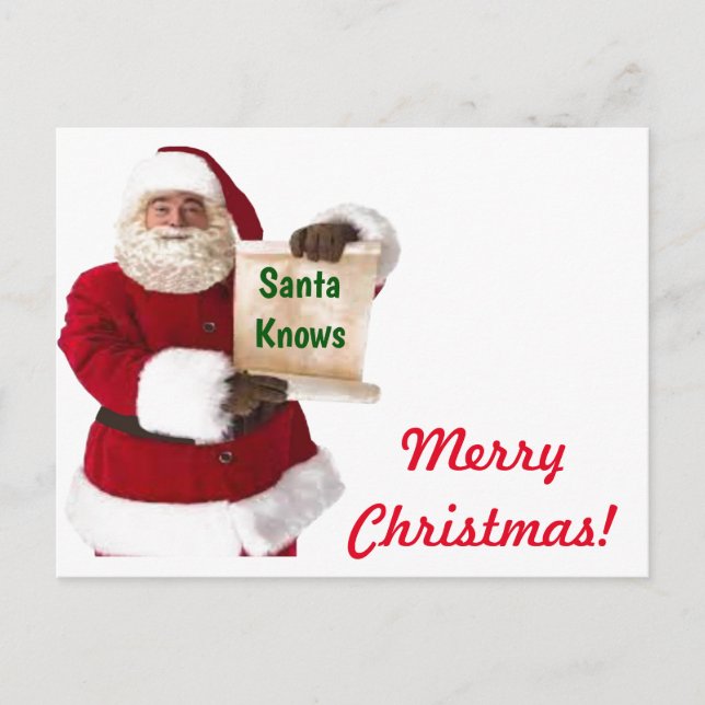 Santa Knows julvykort Helg Vykort (Framsida)
