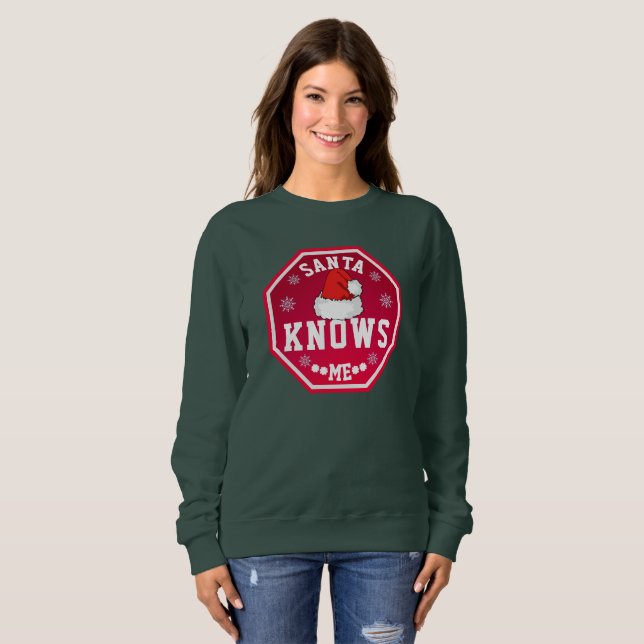 Santa Knows Me T Shirt (Hel framsida)