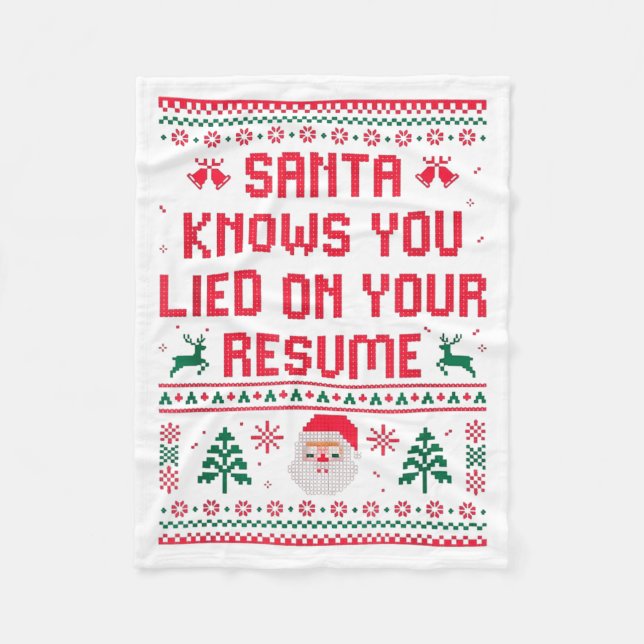 Santa Knows You Lied On Your Resume Funny Office C Fleecefilt (Framsidan)