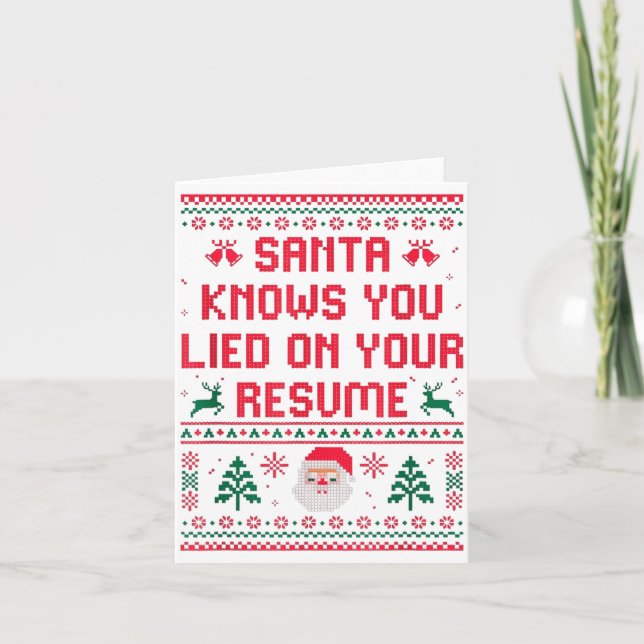 Santa Knows You Lied On Your Resume Funny Office C Kort (Framsida)