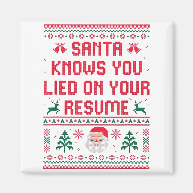 Santa Knows You Lied On Your Resume Funny Office C Magnet (Framsidan)
