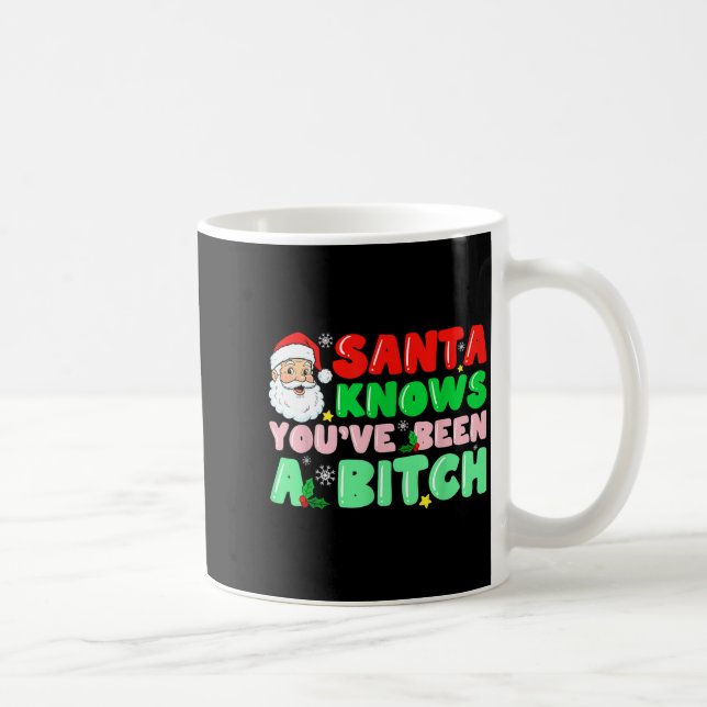 Santa Knows You've Been A Sarcastic Xmas Adult Hum Kaffemugg (Höger)