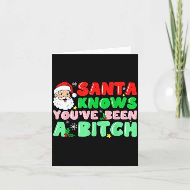 Santa Knows You've Been A Sarcastic Xmas Adult Hum Kort (Framsida)