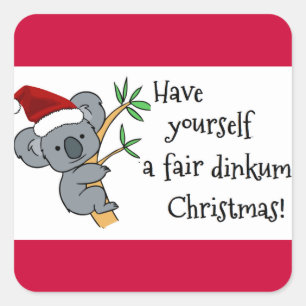 Santa Koala - mässa Dinkum Fyrkantigt Klistermärke