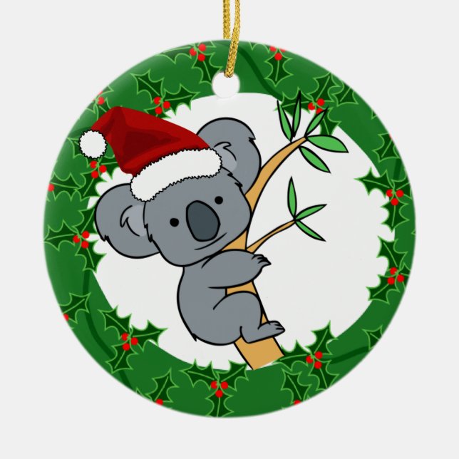 Santa Koala - mässa Dinkum Julgransprydnad Keramik (Framsidan)
