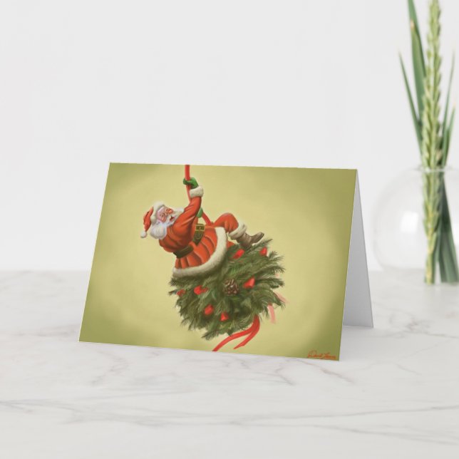 Santa kom i något liknande en haverera boll helgkort (Framsida)