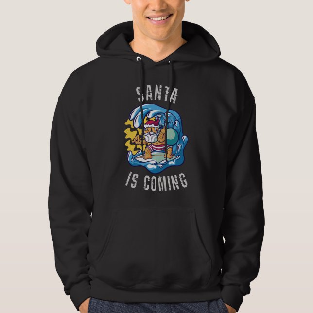 Santa kommer av Surfboard Hoodie (Framsida)