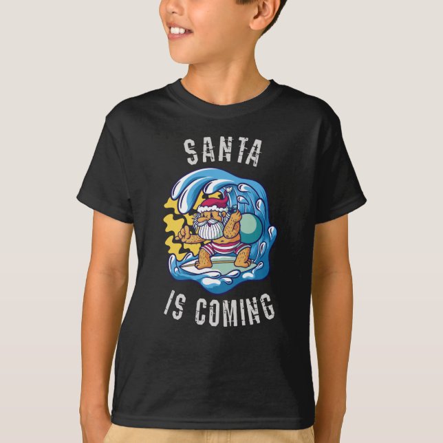 Santa kommer av Surfboard T Shirt (Framsida)