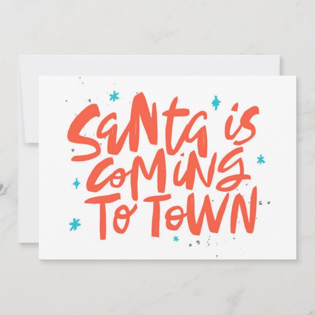 Santa kommer till stan Holiday Design Kort (Framsida)