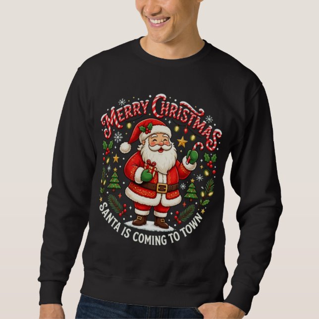 Santa Kommer Till Stan Jul Lång Ärmad Tröja (Framsida)