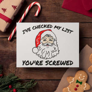 Santa kontrollerade hans listar helgkort