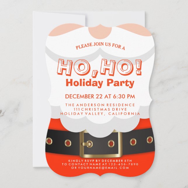 Santa Kostym jul Ho, Ho, Julfest Inbjudan (Framsida)