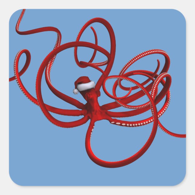 Santa Kraken Fyrkantigt Klistermärke (Framsida)