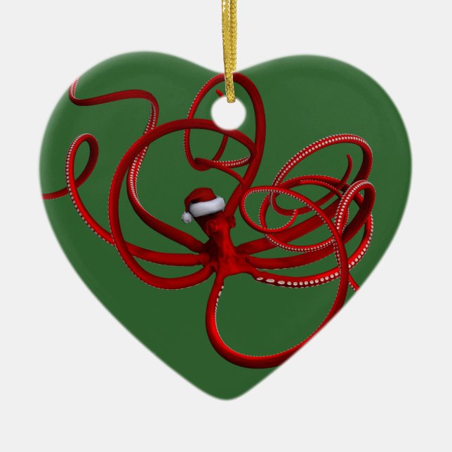 Santa Kraken Julgransprydnad Keramik (Framsidan)