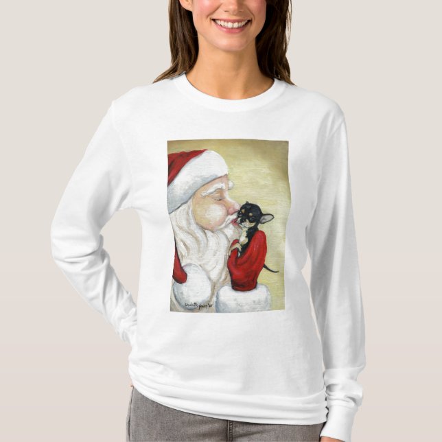 Santa kyss för Hoodie för jul för T-shirt (Framsida)