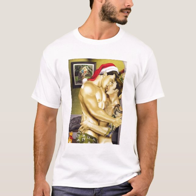 Santa kyssT-tröja (bekläda och dra tillbaka), Tee Shirt (Framsida)