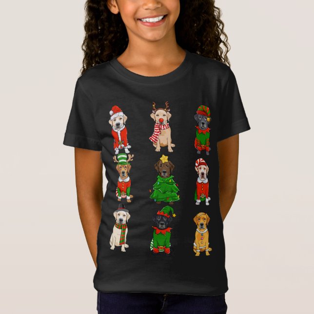 Santa Labrador Julgran Ljus ELF Reindeer T Shirt (Framsida)