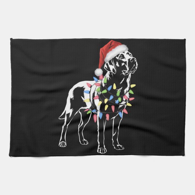 Santa Labrador Retriever jul Light Hund älskare Kökshandduk (Horisontell)