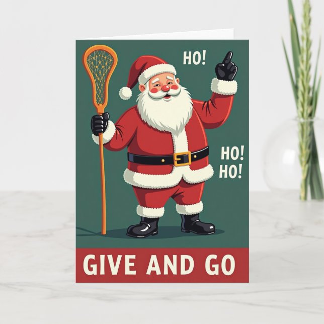 Santa Lacrosse Give And Go Kort (Framsida)