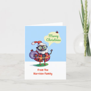 Santa Ladybug Anpassningsbar jul Helgkort