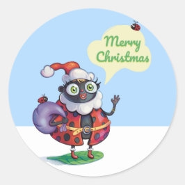 Santa Ladybug jul Runt Klistermärke