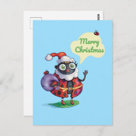 Santa Ladybug jul Vykort