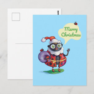 Santa Ladybug jul Vykort