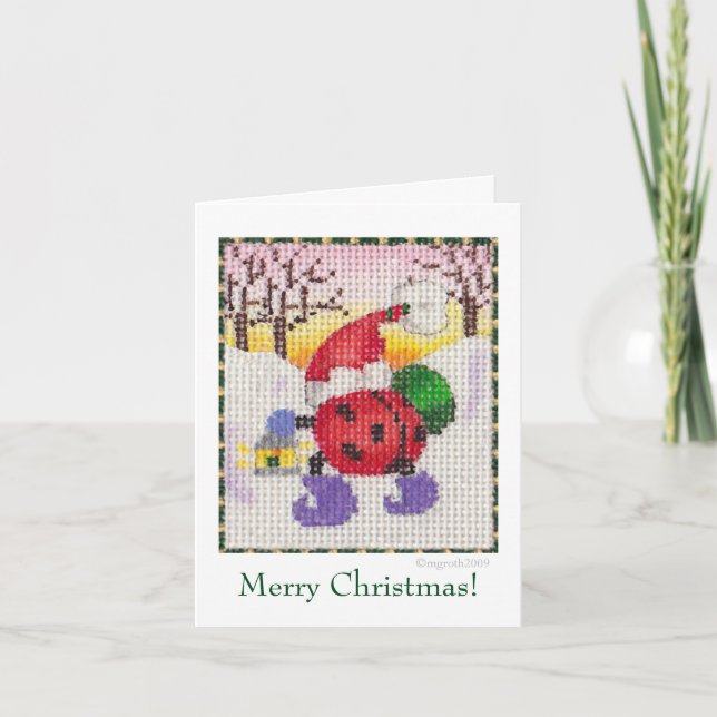 Santa ladybug-kort helgkort (Framsida)