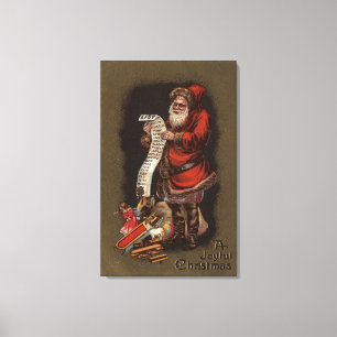 Santa Läsning av hans Bra Barn List Canvastryck
