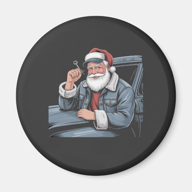 Santa Lastbil Rigging Rolig Lastbilschaufför Jul  Magnet (Framsidan)