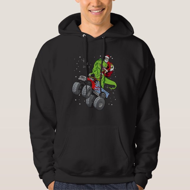 Santa Lastbil Trex Kids jul Dinosaur Rex Boys Hoodie (Framsida)