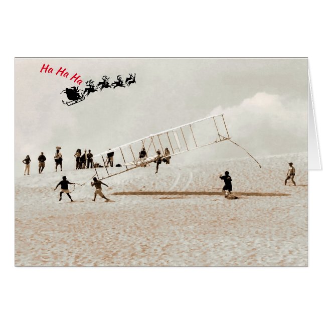 Santa Laughs vid Wright Brothers Hälsningskort (Framsidan Horizontal)