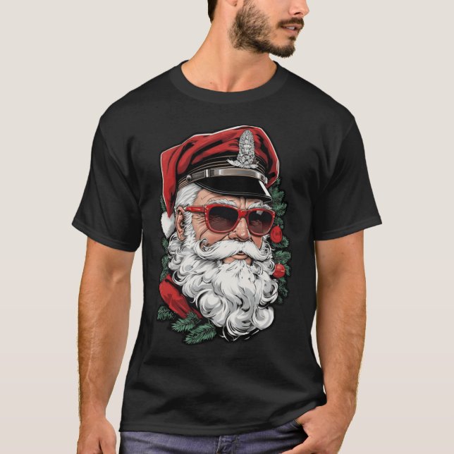 Santa Leather Daddyom of Finlandribute Gay Christm T Shirt (Framsida)