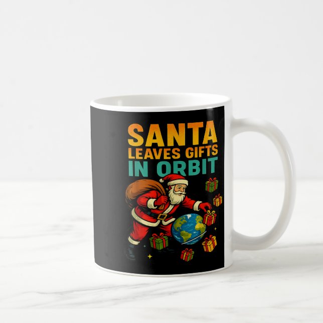 Santa Leaves In Orbit Funny Xmas Space  Kaffemugg (Höger)