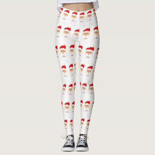 Santa Leggings med Ansikte Hat och Beard