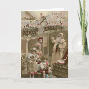 Santa - leksak - flygplan - Frankrike WWI #X039 Helgkort