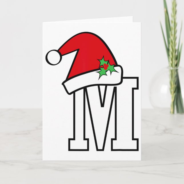 Santa Letter M Cute Christmas Monogram Spell Gift  Kort (Framsida)