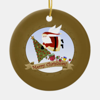 Santa levererar den | julprydnaden julgransprydnad keramik