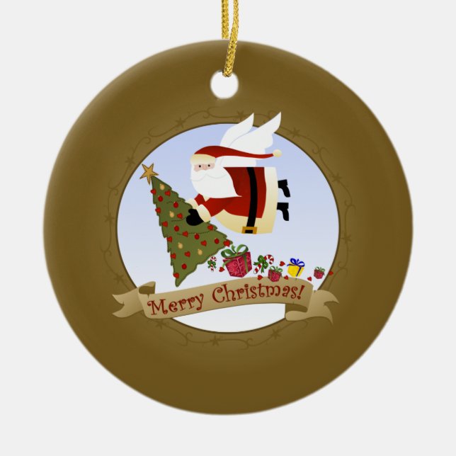 Santa levererar den | julprydnaden julgransprydnad keramik (Framsidan)