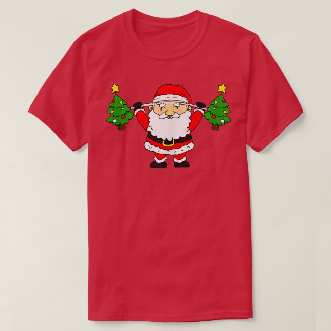Santa Lifte julrees Funny Snatch Barbell T Shirt (Design framsida)